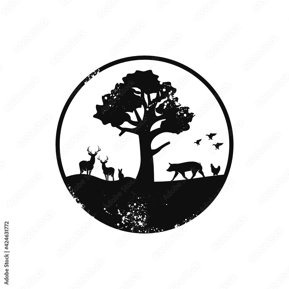 Animal wildlife silhouette vintage logo design illustration