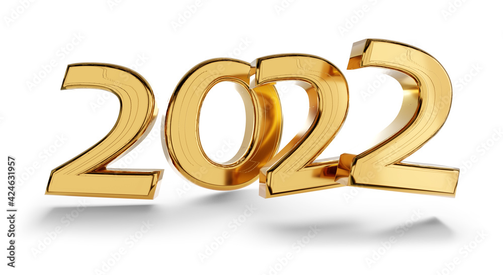 2022 golden metallic symbol modern design 3d-illustration 2022 golden metallic symbol modern design 3d-illustration