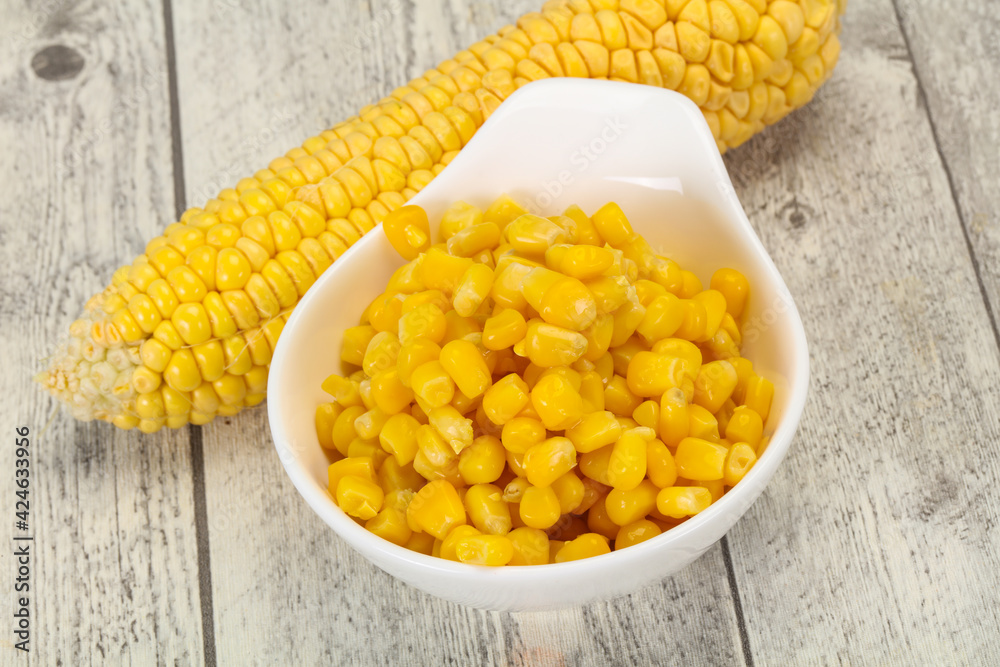 Young corn seeds in the bowl Young corn seeds in the bowl