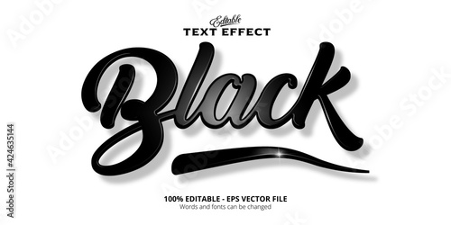 Black text effect editable plastic style text effect photo