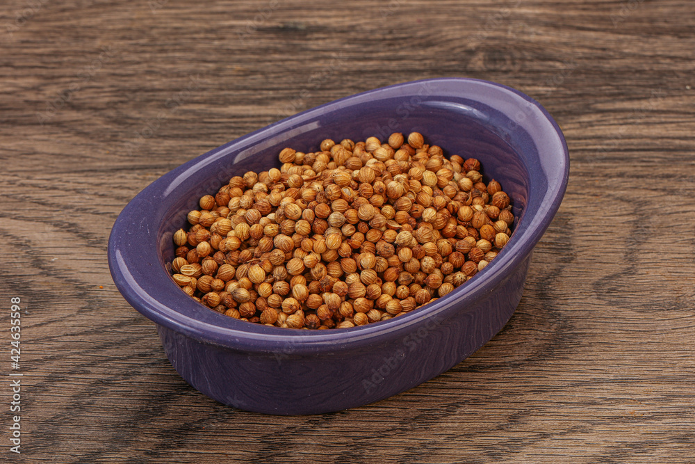 Coriander seeds in the bowl Coriander seeds in the bowl