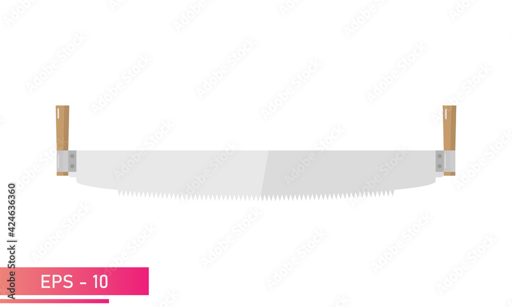 woodcutters hand saw. Realistic design 