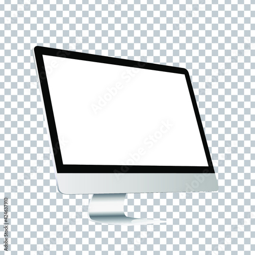 Computer display with a white blank screen isolated on a transparent background - very detailed virtual esp 10 vector.