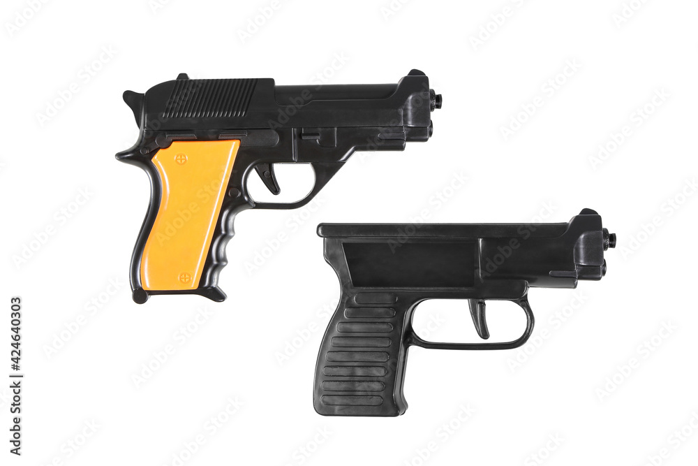 plastic toy gun isolated isolated on white with clipping path