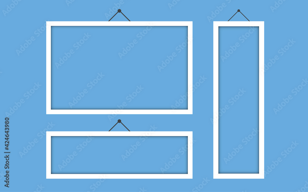 Square white frame with blue background Square white frame with blue background