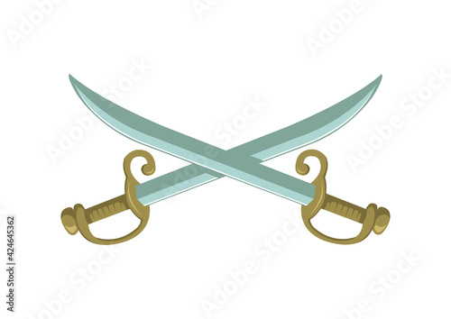 Fényképezés Crossed swords, sabers vector illustration