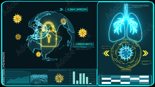 Futuristic technology digital world was lock down by crisis of COVID 19 virus