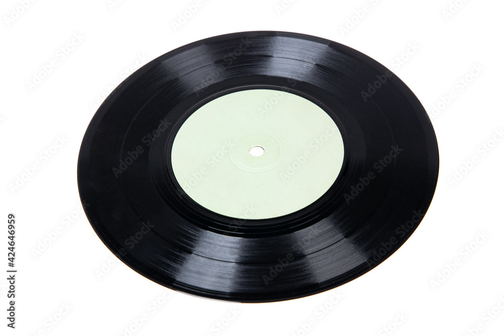 Obraz premium Old vinyl disc isolated on white. Old vintage vinyl record.
