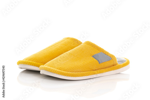 Yellow Home slippers isolated on white background