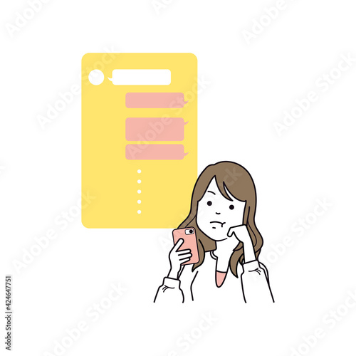 SNS活用　メッセージを待っている女性