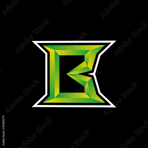 Initial design of the Letter B gaming logo in color green