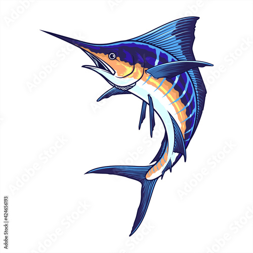 Obraz na plátně realistic sword fish. illustration