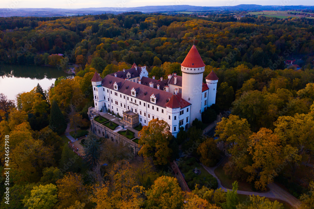 Top view of medieval castle Konopiste Castle. Czech Republic