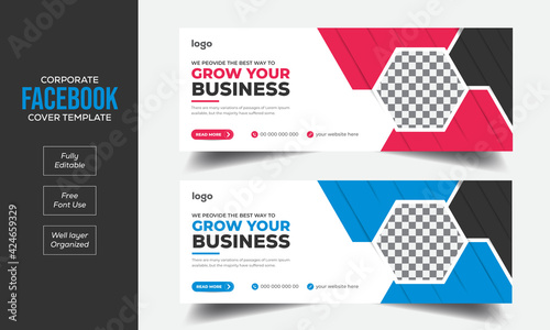Modern abstract flat corporate business webinar facebook cover banner template design, social media post timeline cover web banner template design for social network. 
