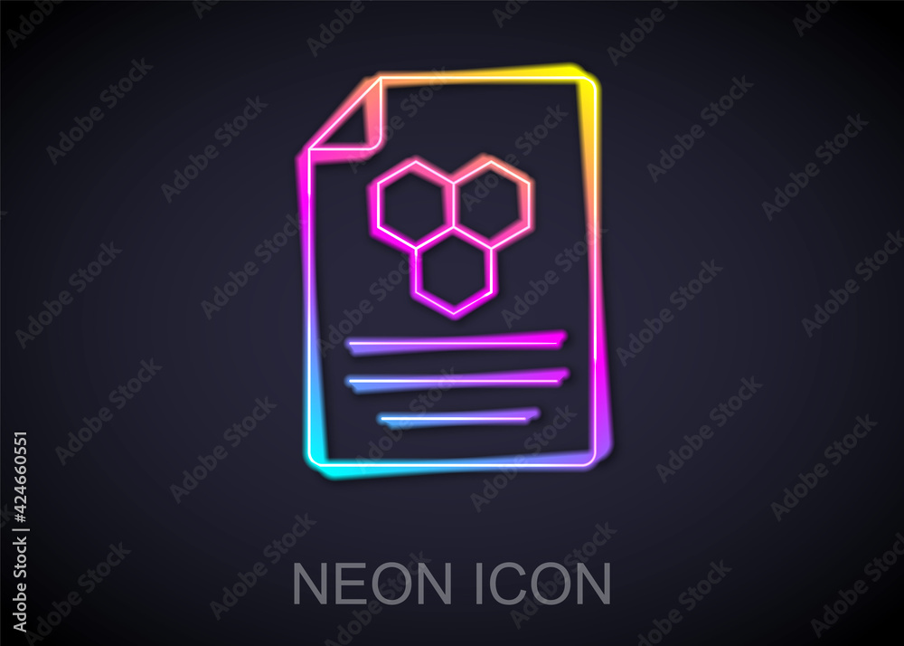 Glowing neon line Honeycomb icon isolated on black background. Honey cells symbol. Sweet natural food. Vector