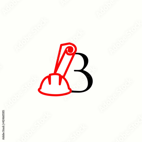 logo letter b with icon civil engineering vector design