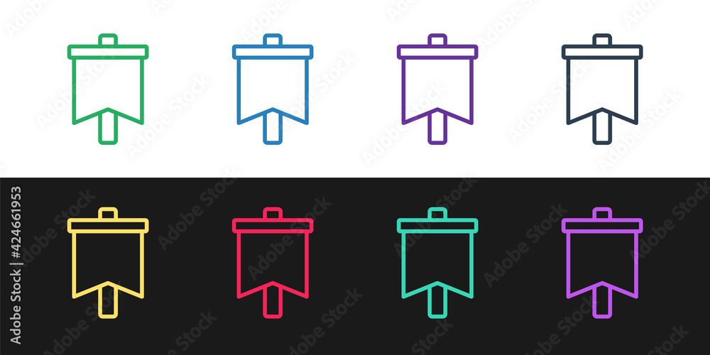Set line Flag icon isolated on black and white background. Victory, winning and conquer adversity concept. Vector Set line Flag icon isolated on black and white background. Victory, winning and conquer adversity concept. Vector