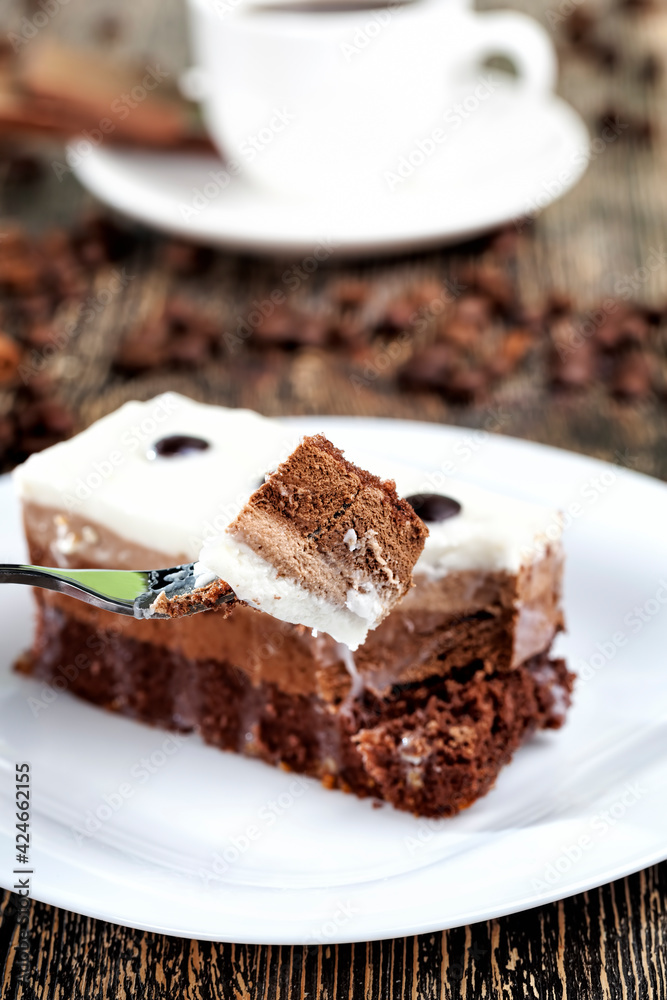 multi-layer cake for dessert , close up multi-layer cake for dessert , close up