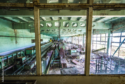 Inside the lacquering hall, Jupiter Factory, Pripyat abandoned city in Chernobyl Exclusion Zone, Ukraine