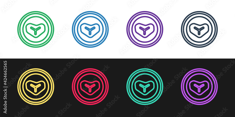 Set line Steak meat on a plate icon isolated on black and white background. Cutlery symbol. Restaurant sign. Vector Set line Steak meat on a plate icon isolated on black and white background. Cutlery symbol. Restaurant sign. Vector