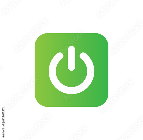 Power, Turn on switch, green start button icon vector illustration. 