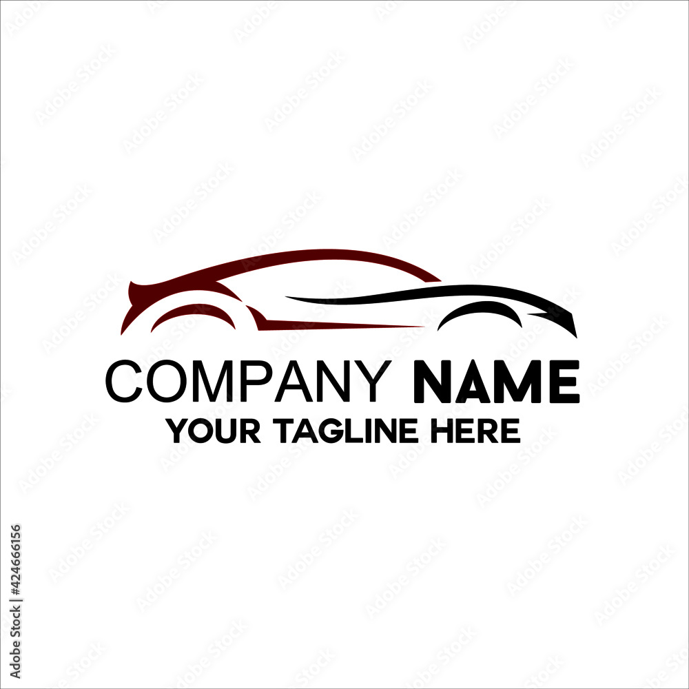 Realistic car logo with red and black color combination