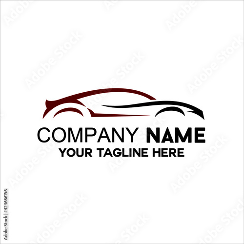 Realistic car logo with red and black color combination