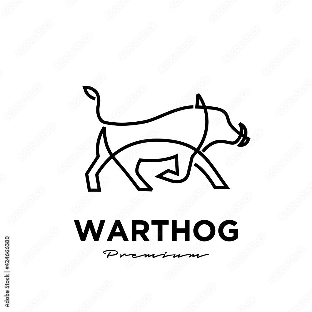 warthog simple line vector logo illustration design