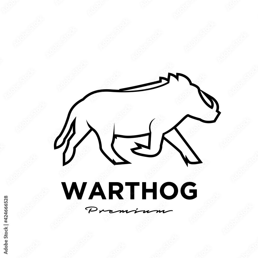 warthog simple line vector logo illustration design