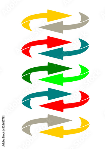 Colored arrow symbols. Arrow vector graphic elements
