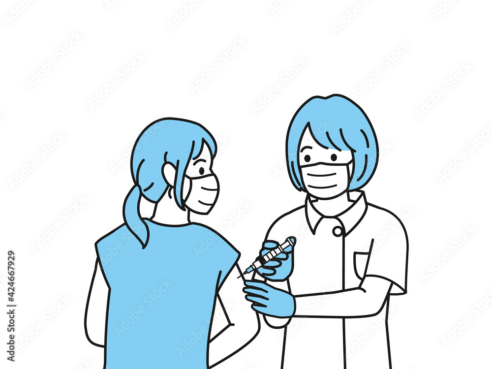注射 コロナワクチン 予防接種 看護師 女性 イラスト素材 Stock Vector Adobe Stock