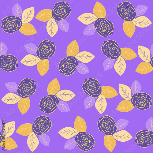 Seamless pattern violet flowers textile