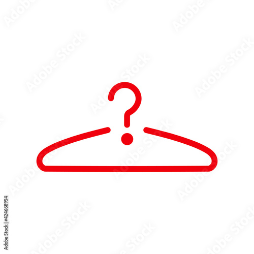 Clothes hanger icon symbol line red vector illustration.