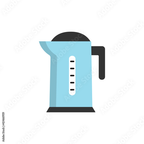 Electric kettle icon symbol blue vector illustration.