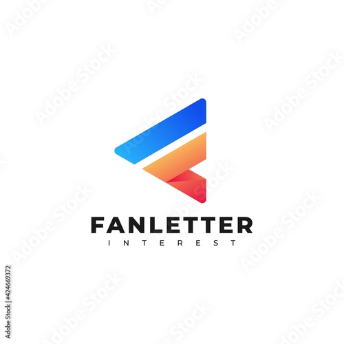 Vector Logo Illustration Fan Letter Gradient Colorful Style. Free Download Vector Logo Illustration Fan Letter Gradient Colorful Style. - GFXLoad