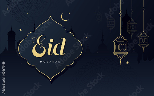 Eid Mubarak Festival Greeting Background Design Template