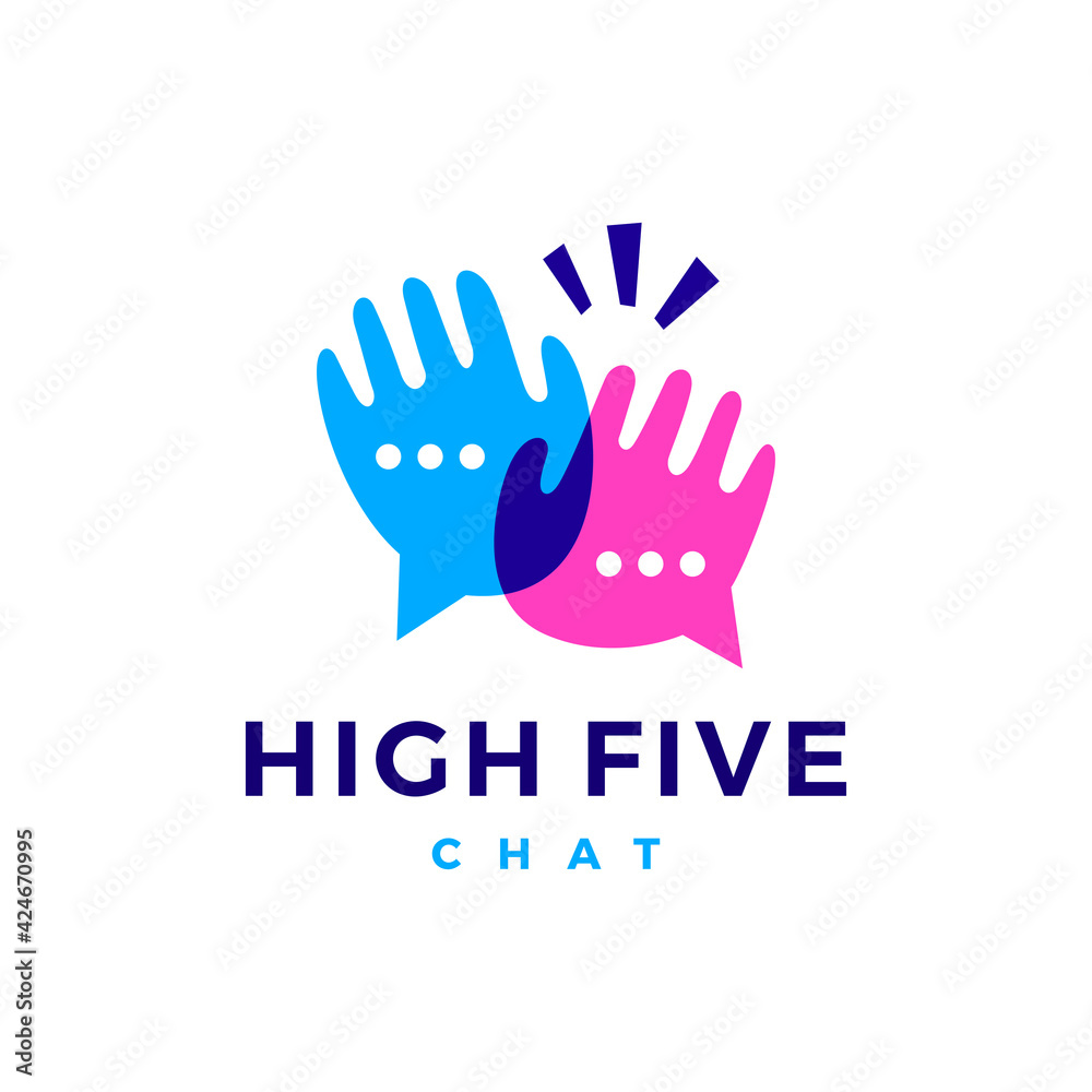 high five hand chat talk bubble social logo vector icon illustration high five hand chat talk bubble social logo vector icon illustration