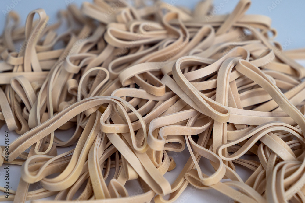 pile of rubber bands, close up