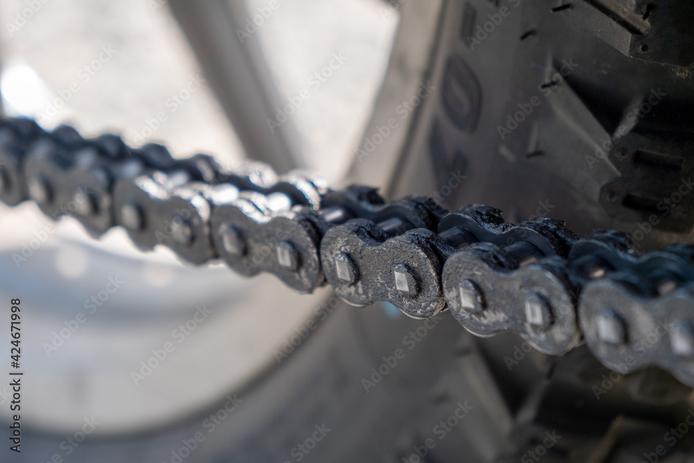 Close-up of motorcycle chain