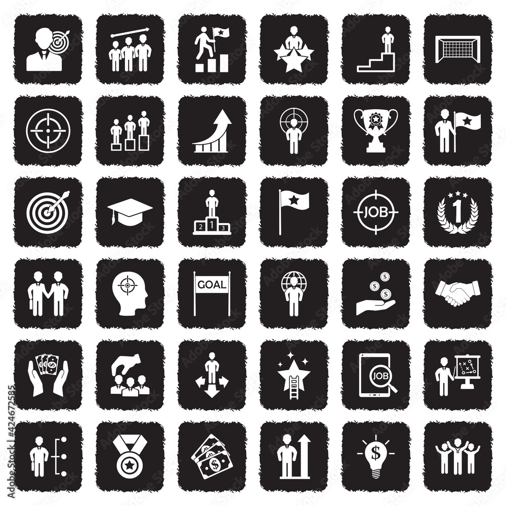 Obraz premium Goal Icons. Grunge Black Flat Design. Vector Illustration.