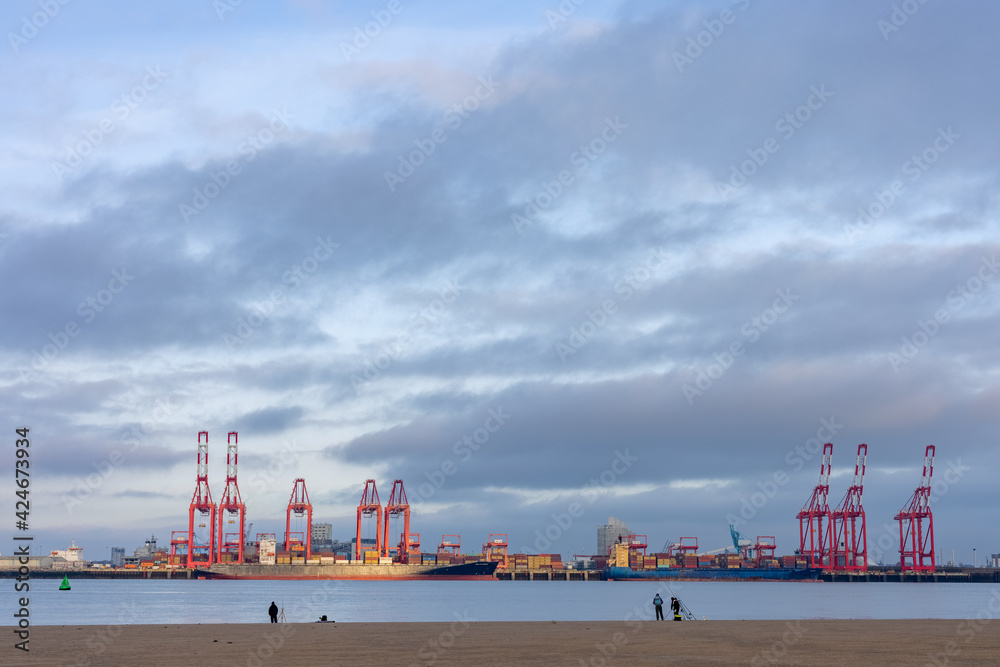 Ships loading cargo at Seaforth Ships loading cargo at Seaforth
