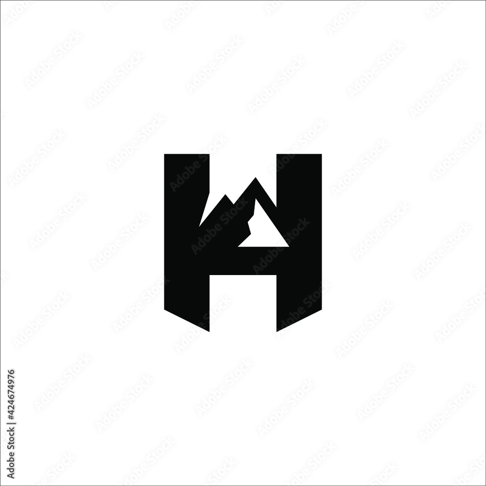 H mountain logo design vector sign