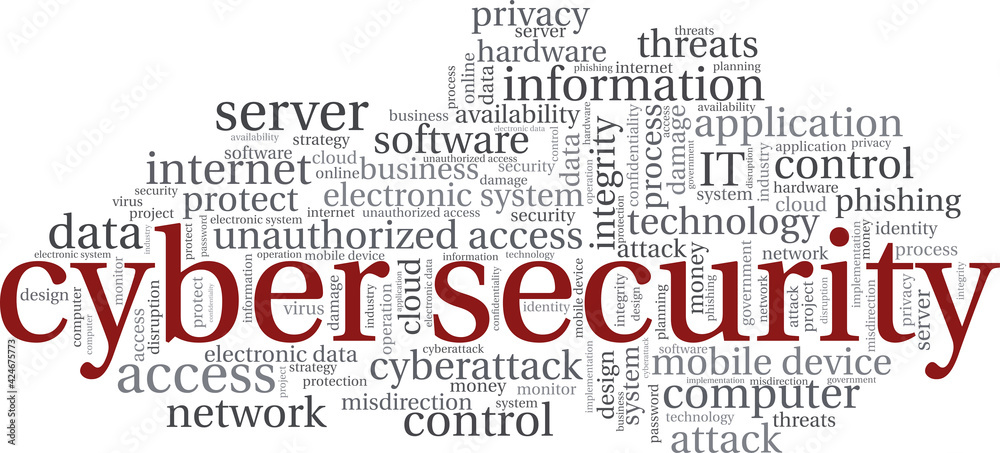 Cyber security vector illustration word cloud isolated on a white background.