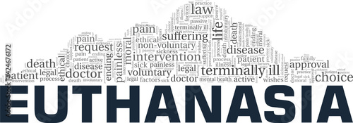 Euthanasia vector illustration word cloud isolated on a white background.