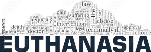 Euthanasia vector illustration word cloud isolated on a white background. photo