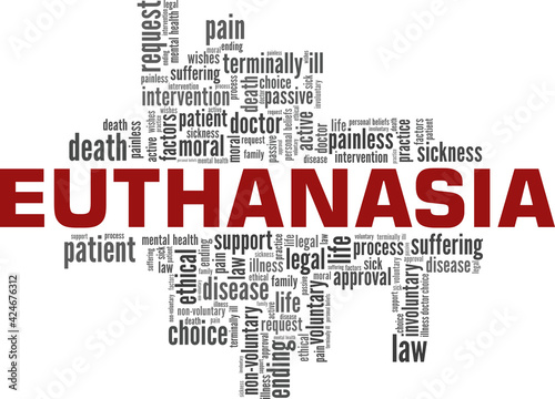 Euthanasia vector illustration word cloud isolated on a white background.