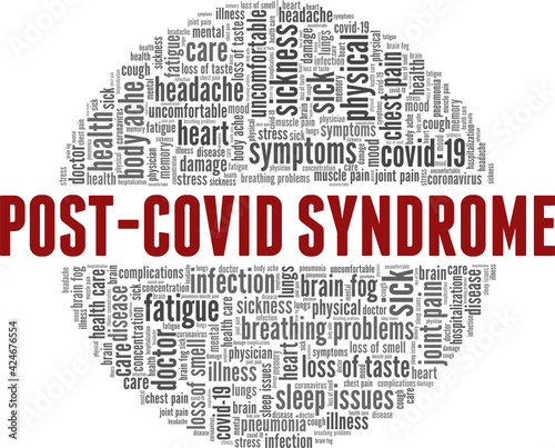 Post-covid syndrome vector illustration word cloud isolated on a white background.
