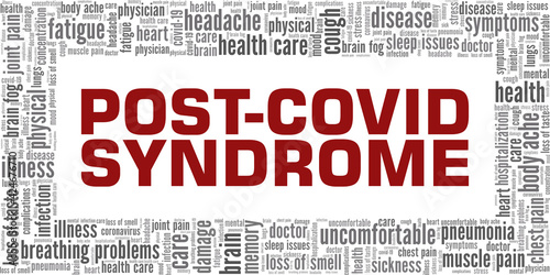 Post-covid syndrome vector illustration word cloud isolated on a white background.
