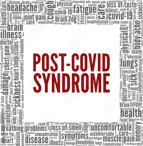 Post-covid syndrome vector illustration word cloud isolated on a white background.