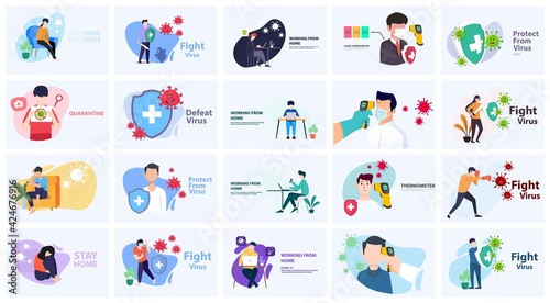 Fight coronavirus / covid-19 bundle design. Perfect for posters, social media etc.